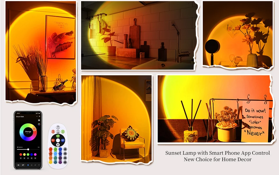 Tuya Smart Sunset Lamp Night Light Sunset Projector Smart Life APP Remote Led Lights For Photography Selfie Party Decoration