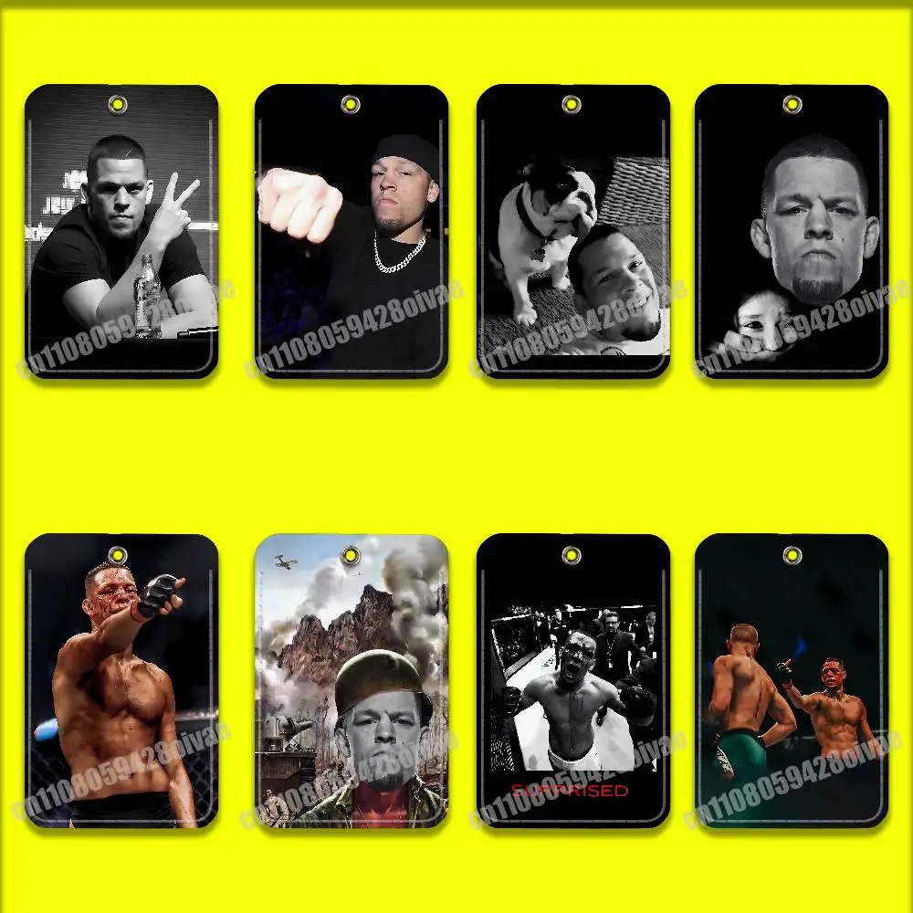 

American N-Nate D-Diaz For ID Clips Credit Bank Campus Card Holder Cover Decoration PU Leather Keychain