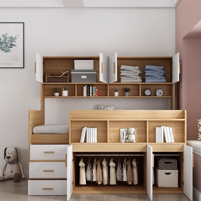 Tatami half-height bed with wardrobe desk integrated multi-functional combination space-saving