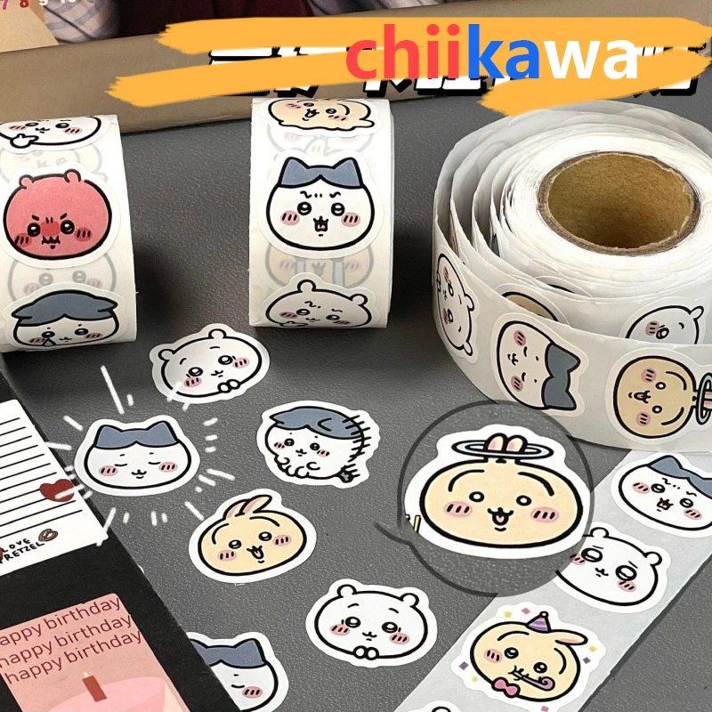 500pcs Chiikawa Roll Stickers Cute Decoration Cute Handbook Seal Stickers Kawaii Diy Water Cup Desktop Stickers Girls