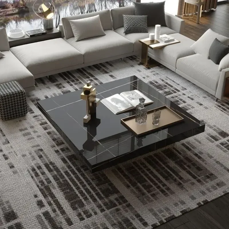 Sintered Stone Coffee Table Oversized Large Square Coffee Rock Plate End Table 2024 New Design