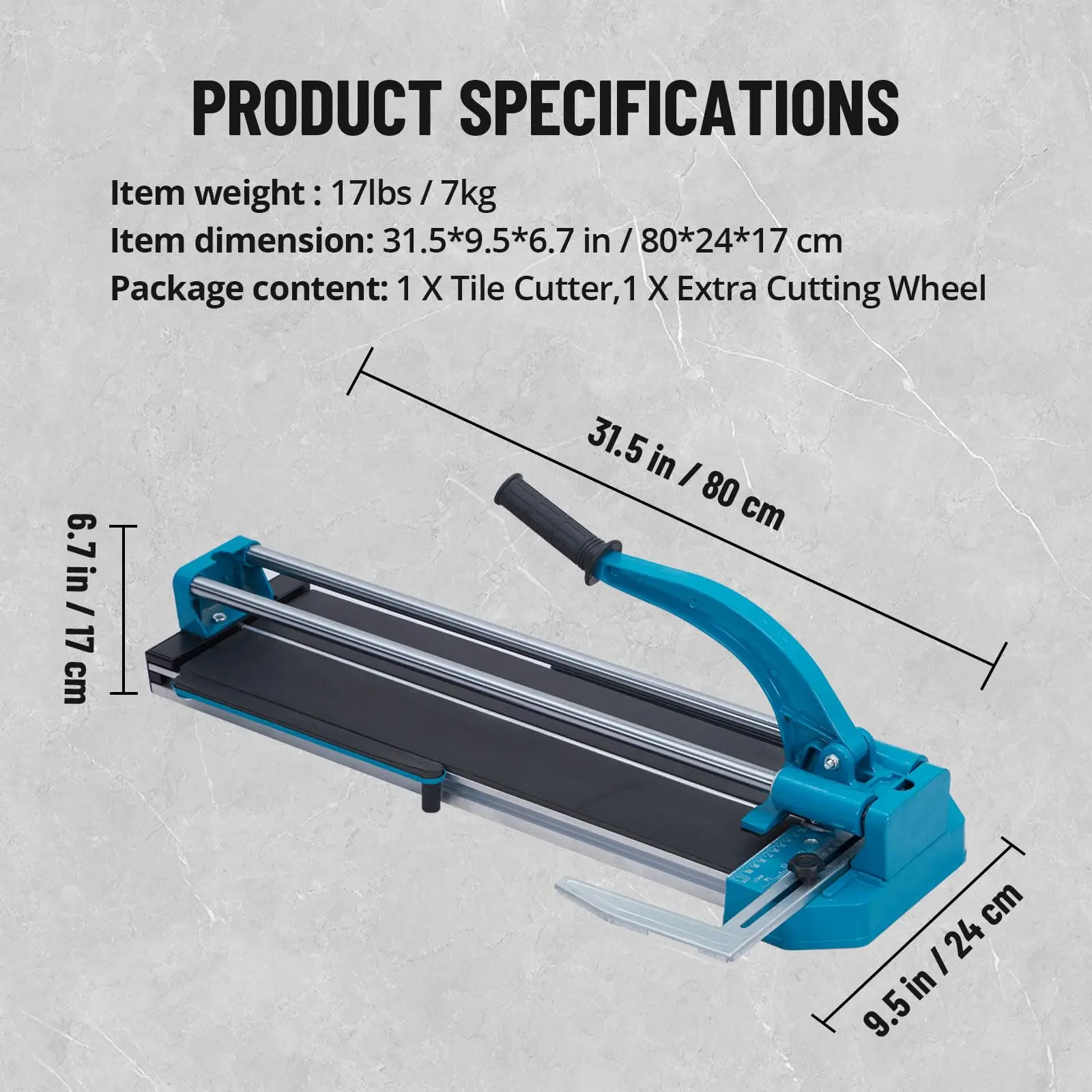Manual Tile Cutter,24 Inch With Tungsten Carbide Cutting Wheel,Infrared Positioning, Precise Tile Cutter Tools (double rails)