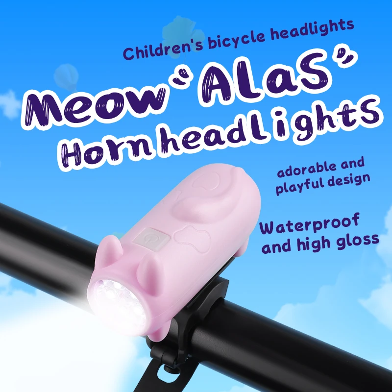 Cute Cat Design 5LED Bicycle Front Light Waterproof Bike Headlight Cycling Accessories Safe Night Riding Gear