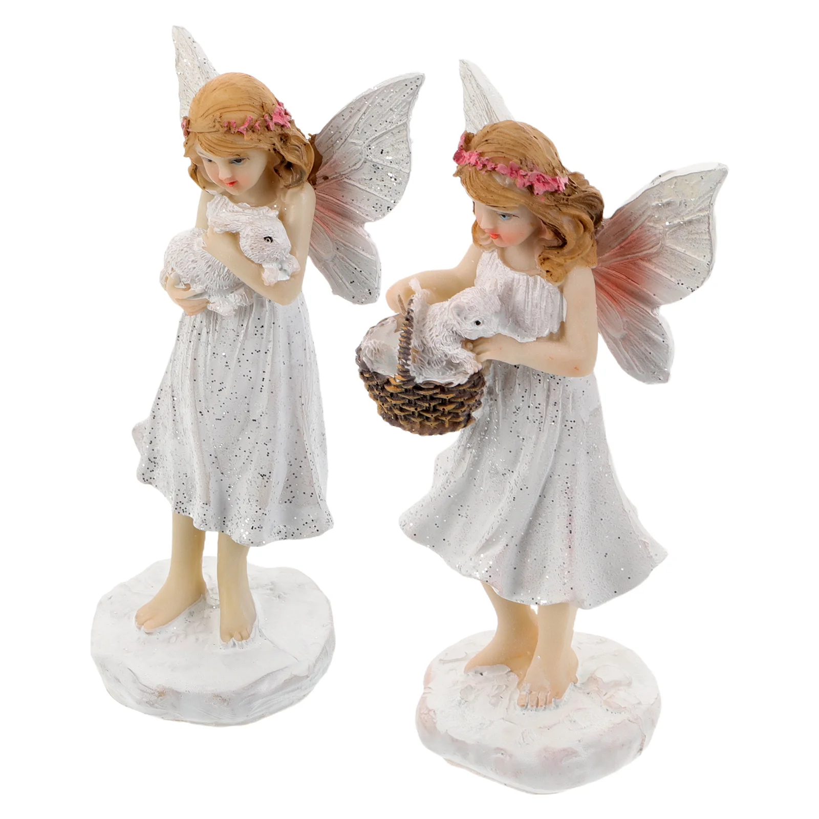 

2Pcs Resin Flower Fairy Statue Christmas Decoration Elegant Craftsmanship Indoor Outdoor Fairy Statue Angel Garden Ornament