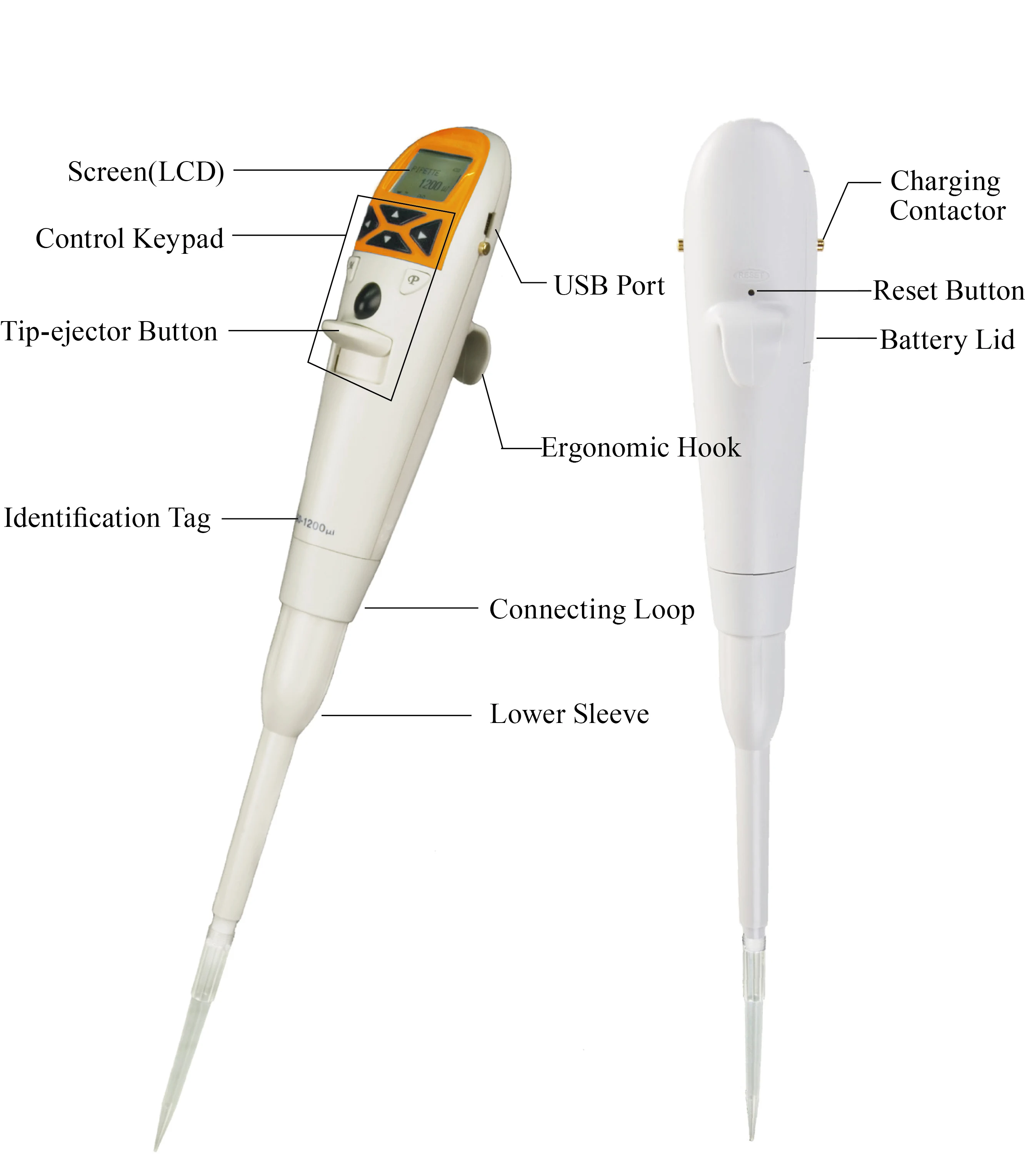 Drawell Elektronische Einzelpipette 200ul Einzelpackung Elektronische Pipette Laborpipette