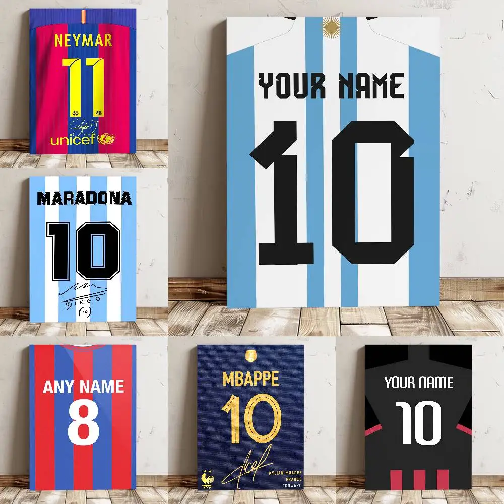 Fußball Jersey Name Poster Hochwertiger Druck Wasserdichter Wandkunst Aufkleber für Bar Wohnzimmer Dekor Geschenk