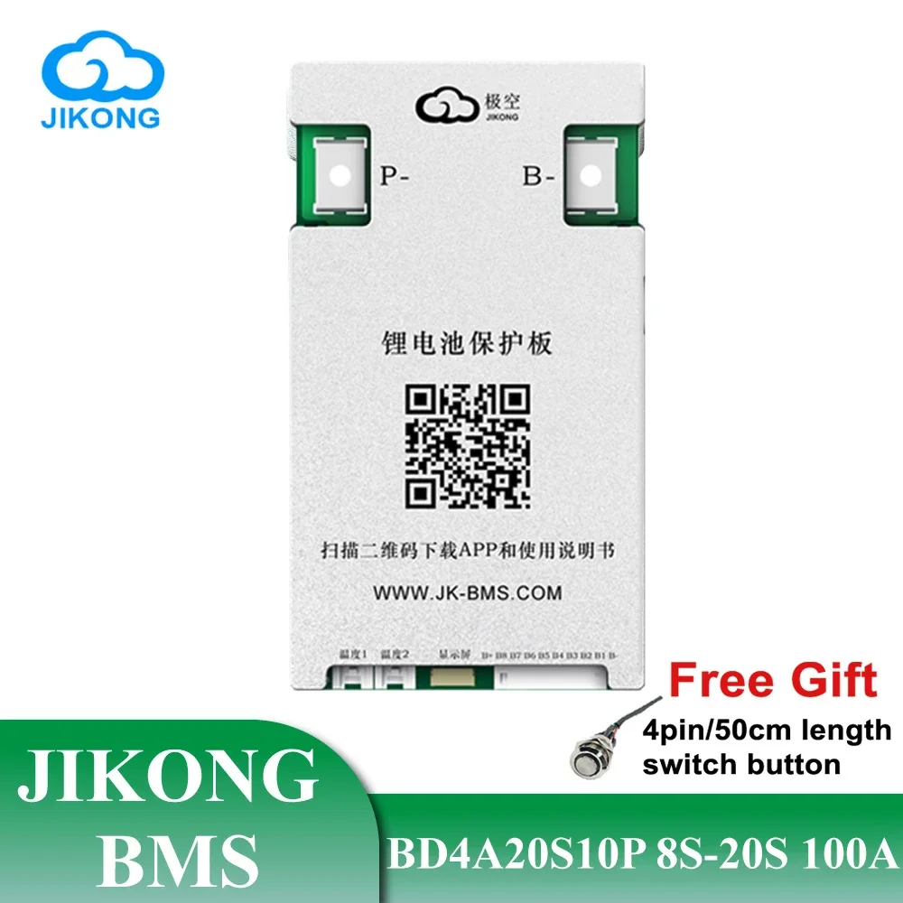 JK Smart BMS BD4A20S10P 24V 36V 48V 64V for LiFePo4 Li-ion LTO Battery 0.4A Active Balance 100A 8S 10S 16S 20S JIKONG Bluetooth