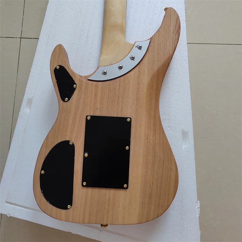 Matte Natural Wood 6-String Electric Guitar with Gold Dual Tremolo Bridge Rosewood Fingerboard Solid Body Guitars