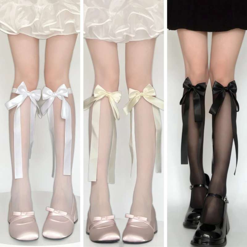 

1/3 double bow protection simple comfortable mid tube socks breathable lightweight thin sweet socks