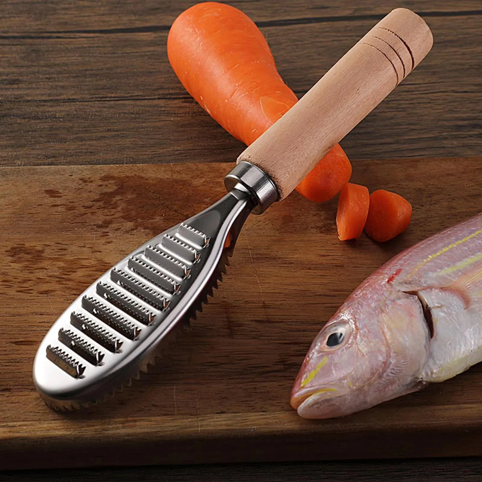 Portable Fish Scaler Remover Cleaner Fishing Scalers Clean Descaler Scraper Seafood Knif Tools Kitchen Stainless Steel Scraper