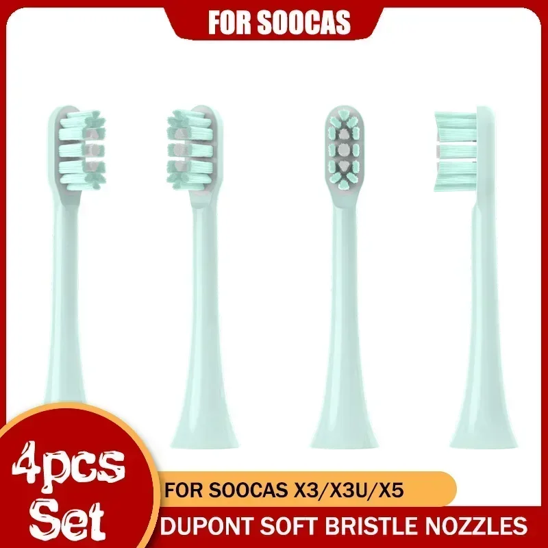 4/6PC Sonic Electric Toothbrush Heads for SOOCAS X3/X3U/X5 Soft DuPont Bristle Brush Heads Vacuum Sealed Packed