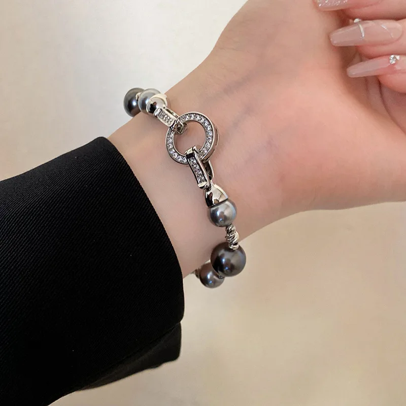 Fashion Zircon Pearl Bracelet for Women 2024 New Irregular Round Bracelet Original Design Jewelry Accessories Anniversary Gift