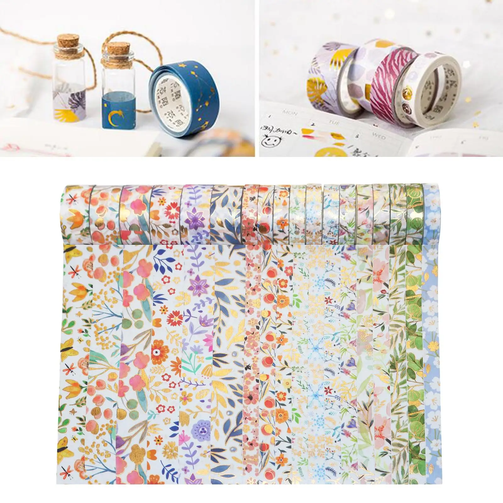 20 pezzi Washi Tape Set nastro adesivo decorativo per arti, forniture, pianificatori, album, carte/confezioni regalo