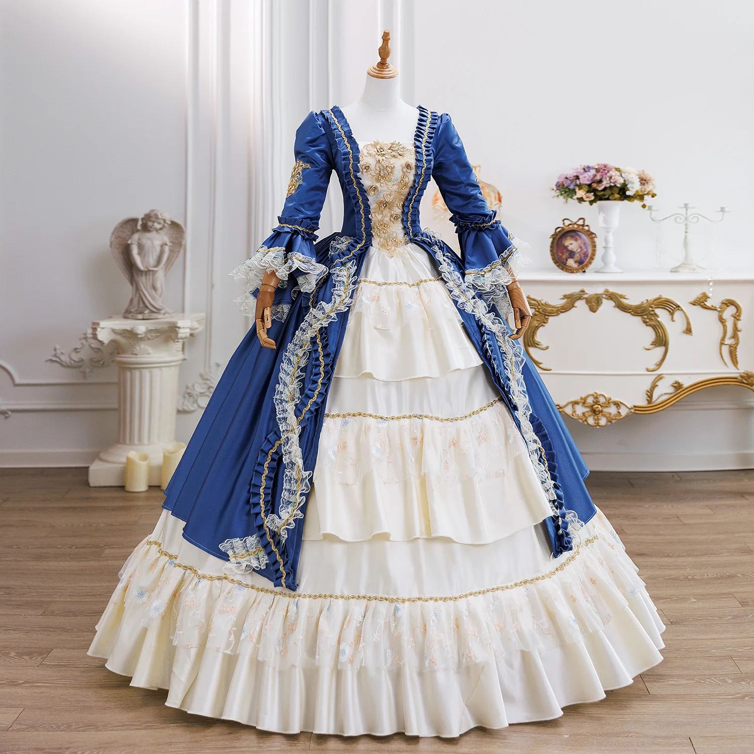 바로크 여행 사진 의상 영국 법원 의상 드라마 러시아 합창단 Catwalk Dress Vestido De Fiesta Verano Formal Y Elegante