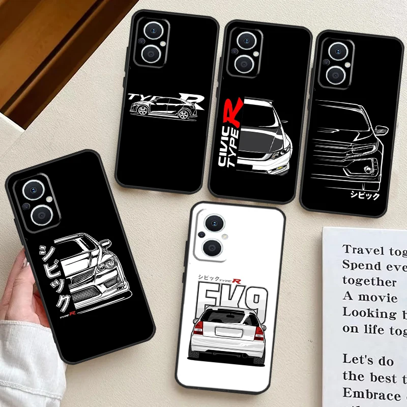 JDM Type R Civic Sport Car Case For OPPO Reno 8T 4Z 5Z 10 Pro 4 5 6 7 8 Lite OPPO Find X2 Lite X3 Neo X5 X6 Pro Cover