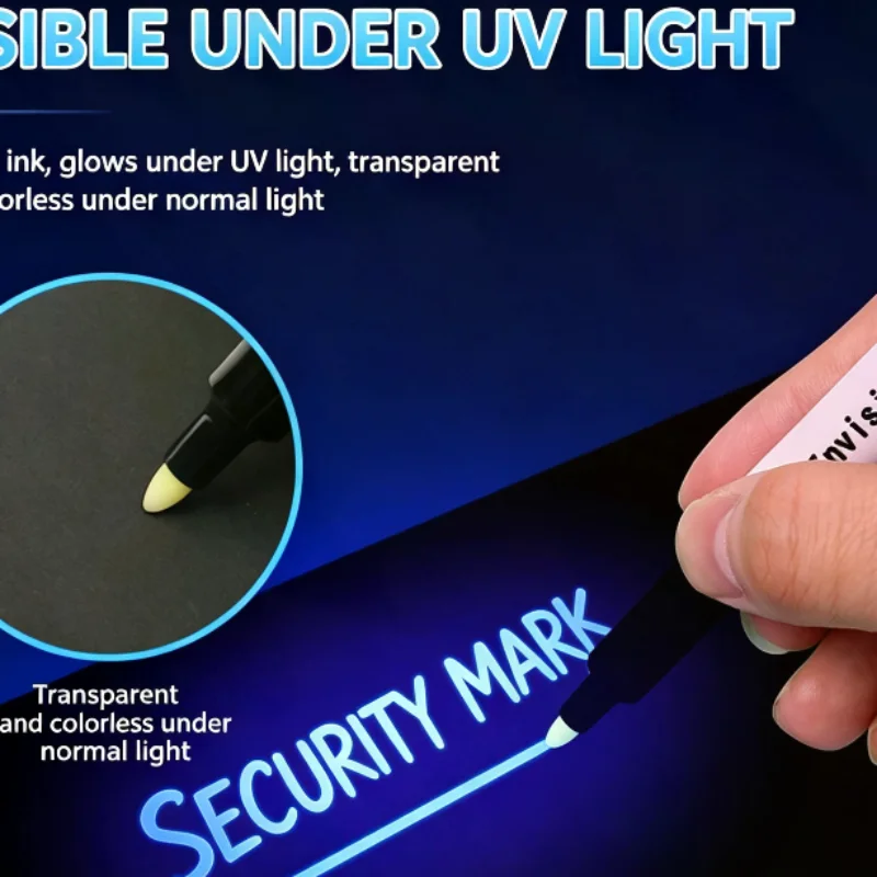 UV Invisible Ink Marker Pen Waterproof Permanent Anti-tamper Security Marker Secret Code Pen Ultraviolet Fluorescent Pen