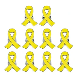 10pcs Yellow Ribbon Pin Health Awareness Brooch Enamel Jewelry Pins Accessories Anti-Violence Breastpins Adorment