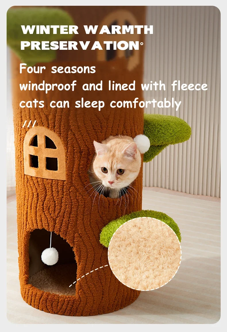 Cat Climbing Frame with Tree-hole Pet Nest for Feline Fanciers with Cat Teaser Toys Box Pack Pet Products Sustainable Cat Nest