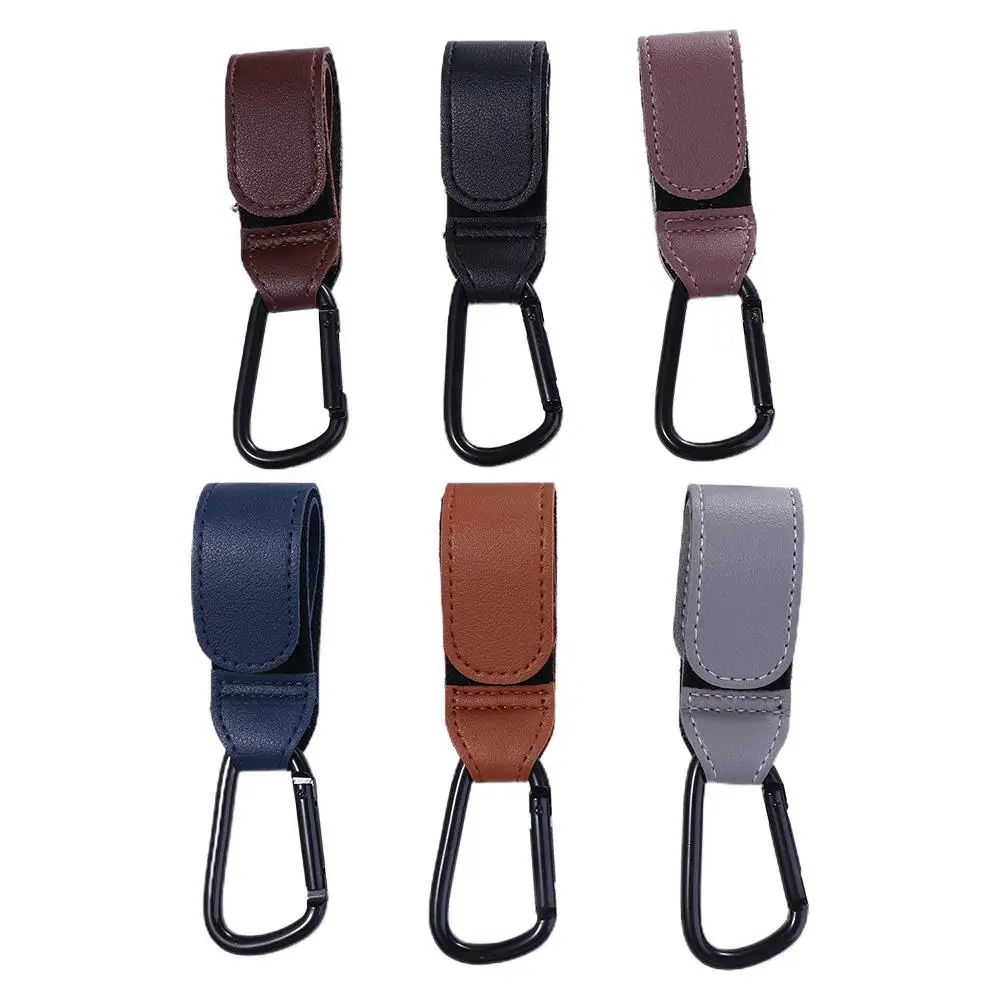 PU Leather Aluminum Alloy Carabiner Stroller Accessories Stroller Hooks Clips Cart Organizer Pram Hook Baby Bag Stroller Hook