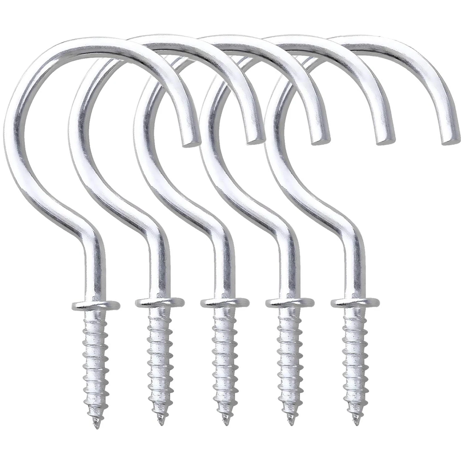 

20Pcs 2.8 inches Silver Metal Cup Hooks Round End Ceiling Wall Hooks for Hanging Plants, Lights, Curtains, Kitchen Towels