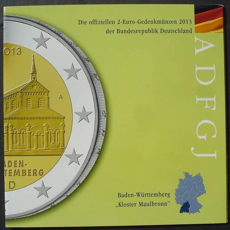 

Five DMD Volumes Marked by Adfgj Murblon Abbey Württemberg Germany Commemorative Coin 2013