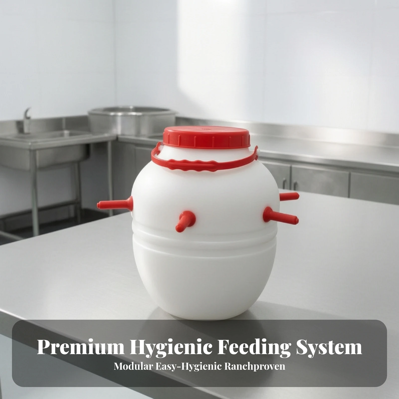 Livestock Milk Feeder with Nipples Thickened Barrel Feeder with Teats Durable Refillable for Lambs and Kids, Farm, Barn
