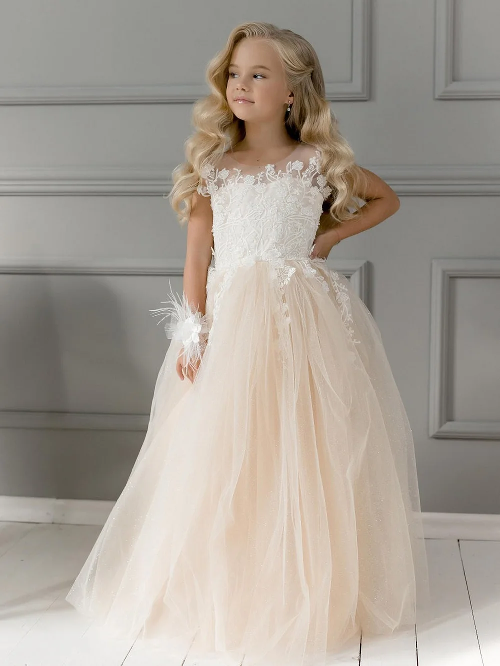 Meisjes Jurken Voor Party En Wedding Tulle Lace Bloem Meisje Jurk Mouwloze Communie Prinses Baljurk Kinderkleding Meisjes