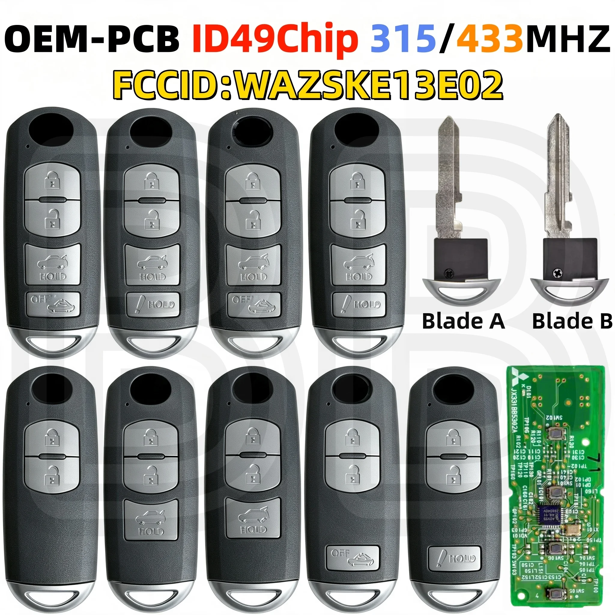 Oem-Pcb Is Suitable for Mazda Smart Remote Key, Compatible with 2 3 6 Cx4 Cx5 Cx9 Mx5 Axela Fccid:Wazske13E02 315/433Mhz