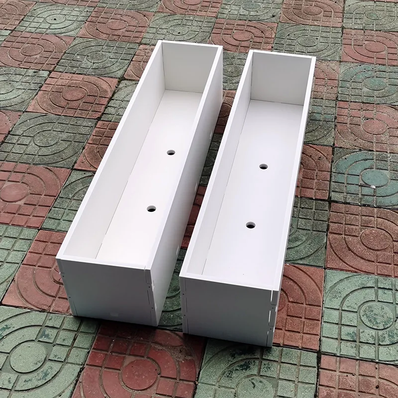 Anti-corrosion and moisture-proof pvc flower box flower slot flower pot rectangular simple room outdoor white gray wood plastic