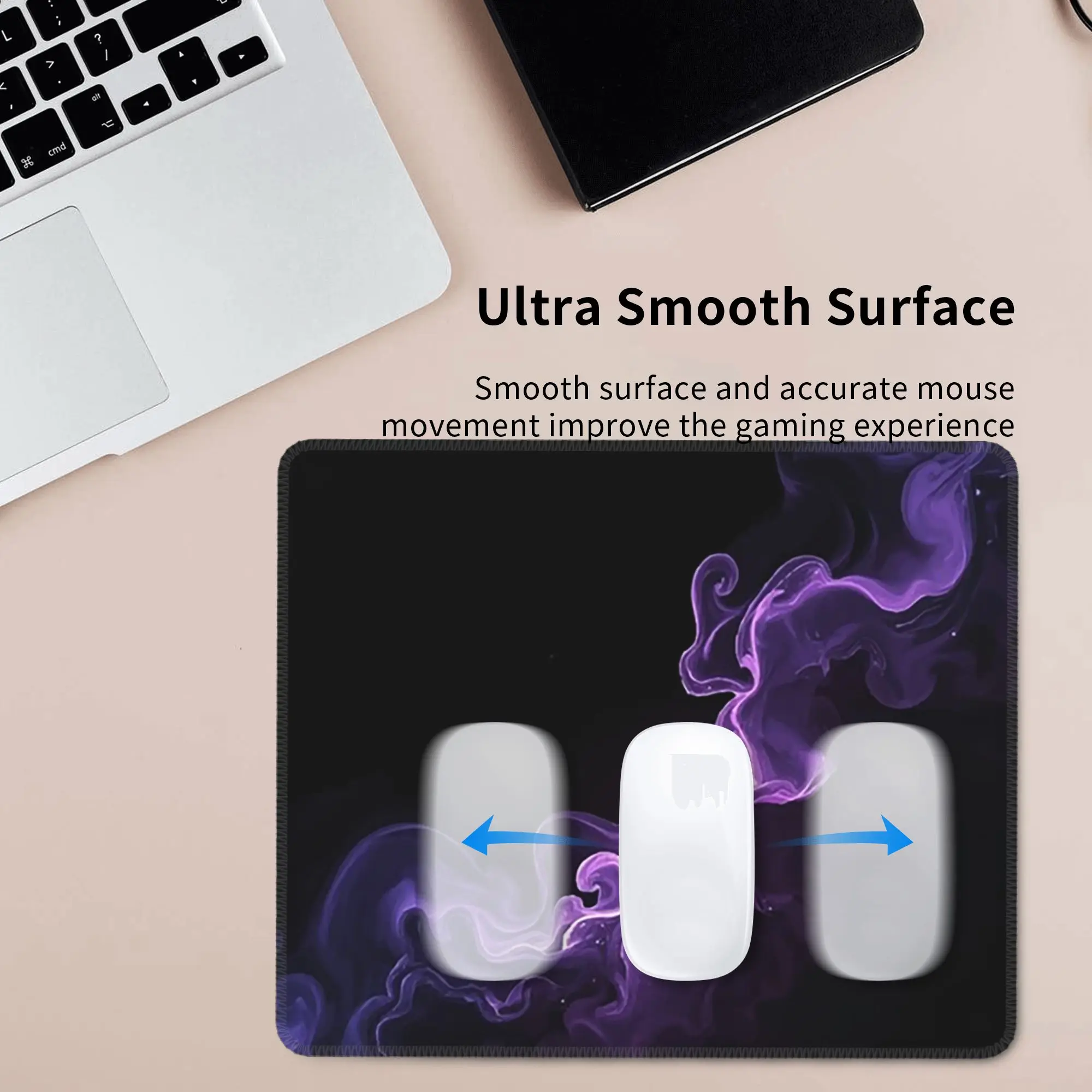 Purple Cool Smoke Mouse Pad Computer Keyboard Mouse Mat Gaming PC Laptop Desk Mat Office Accessories Table Mats