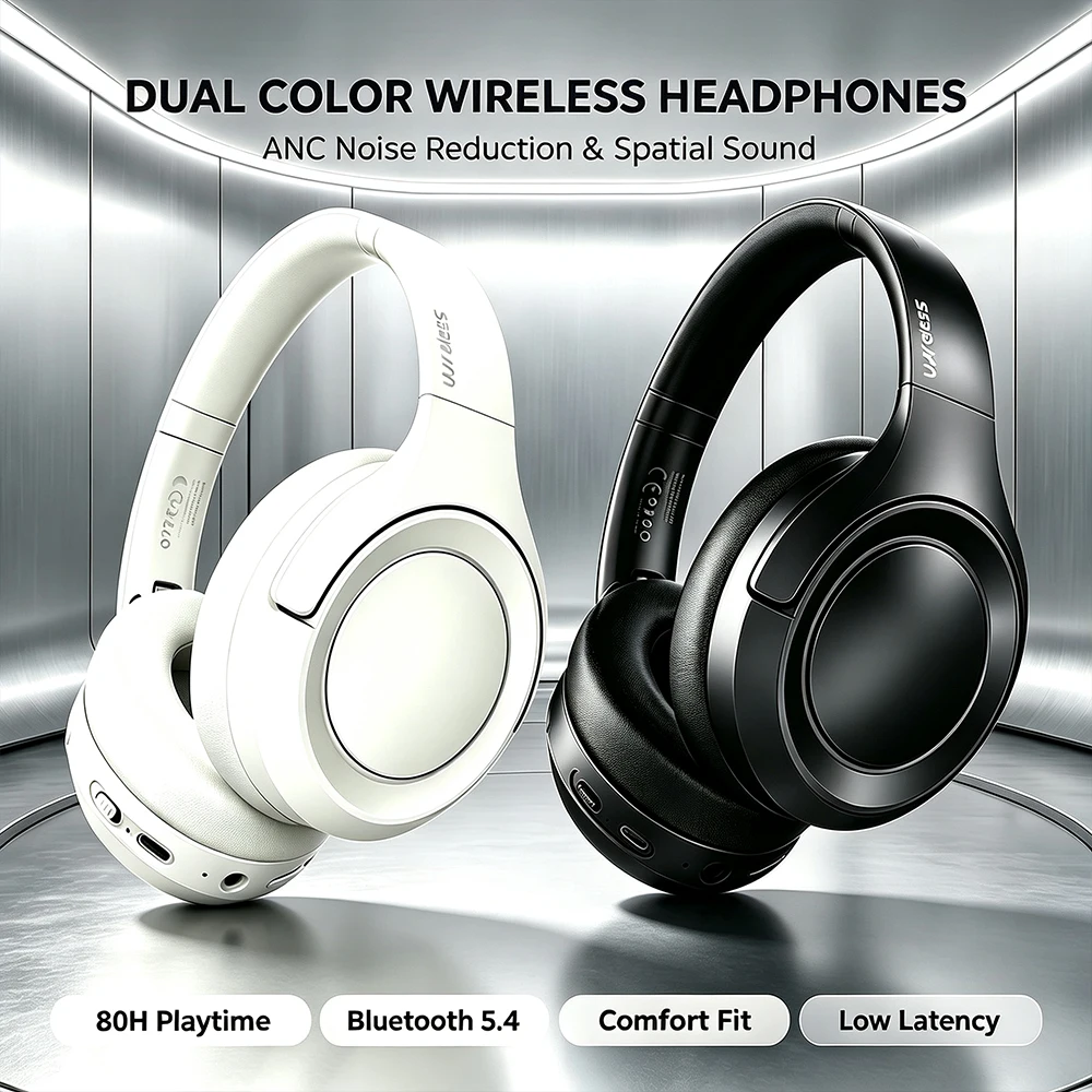 Anc Wireless Over Ear Headphones - Cuffie Bluetooth Over-Ear ANC a Bassa