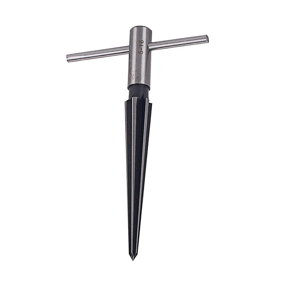 

5-16Mm 6 Fluted Reamer with T Handle Guitar Hole Tool for Wood Sink Taper Chamfer Luthier Workshop Silver Reamer