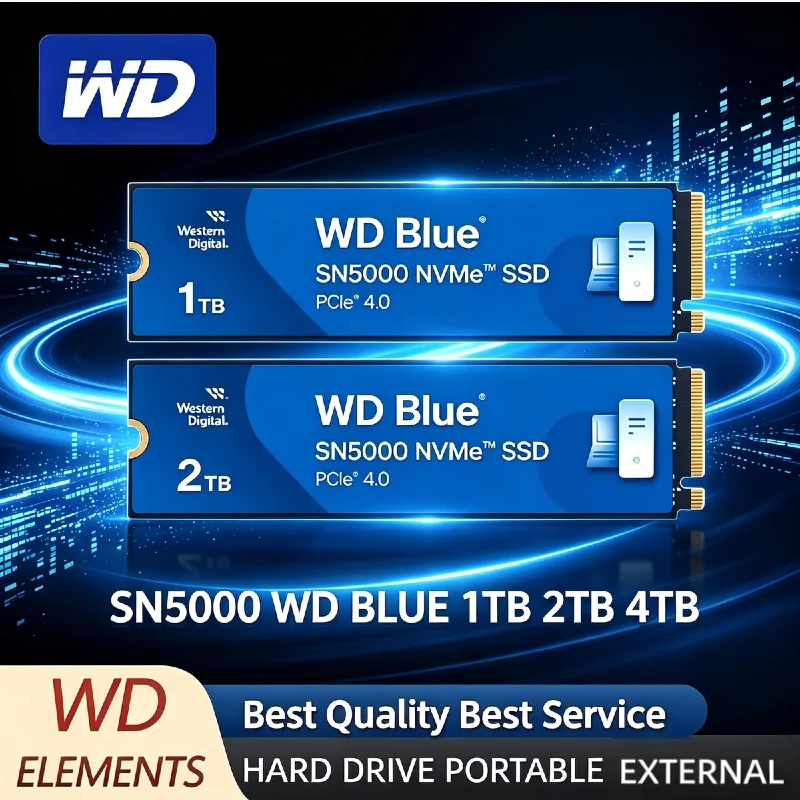 Western Digital WD Blue SN5000 1TB 2TB NVMe M.2 2280 SSD PCIe Gen 4.0 Internal Solid State Drive For Gaming Laptop Desktop