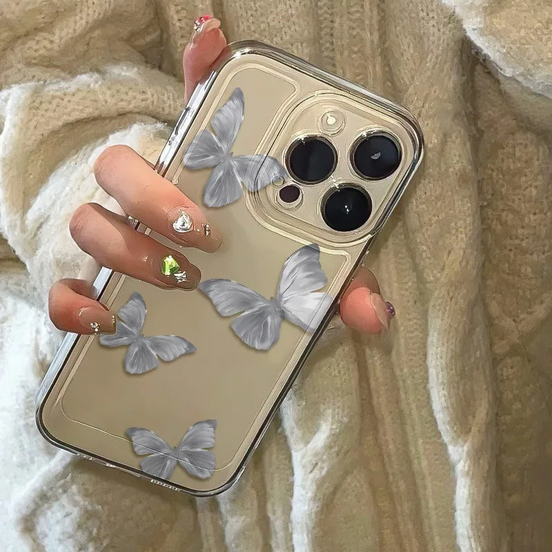 

Butterfly Pattern Phone Case For iPhone 16 15 14 13 12 11 Pro Max Mini X XS SE 7 8 Plus 16E Shockproof Transparent Cover Fundas