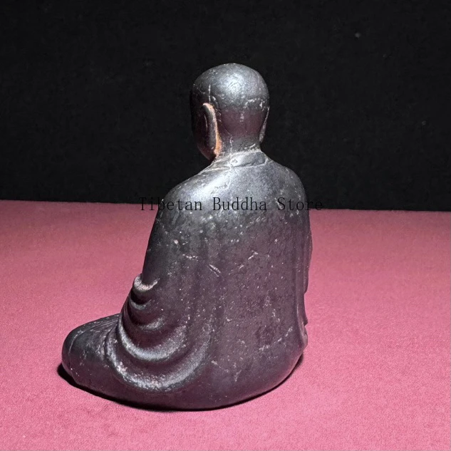 Black lacquer ancient Tiantie vow Jizang King Bodhisattva, Anhui Jiuhua Mountain Jizang sitting statue portable cold iron small