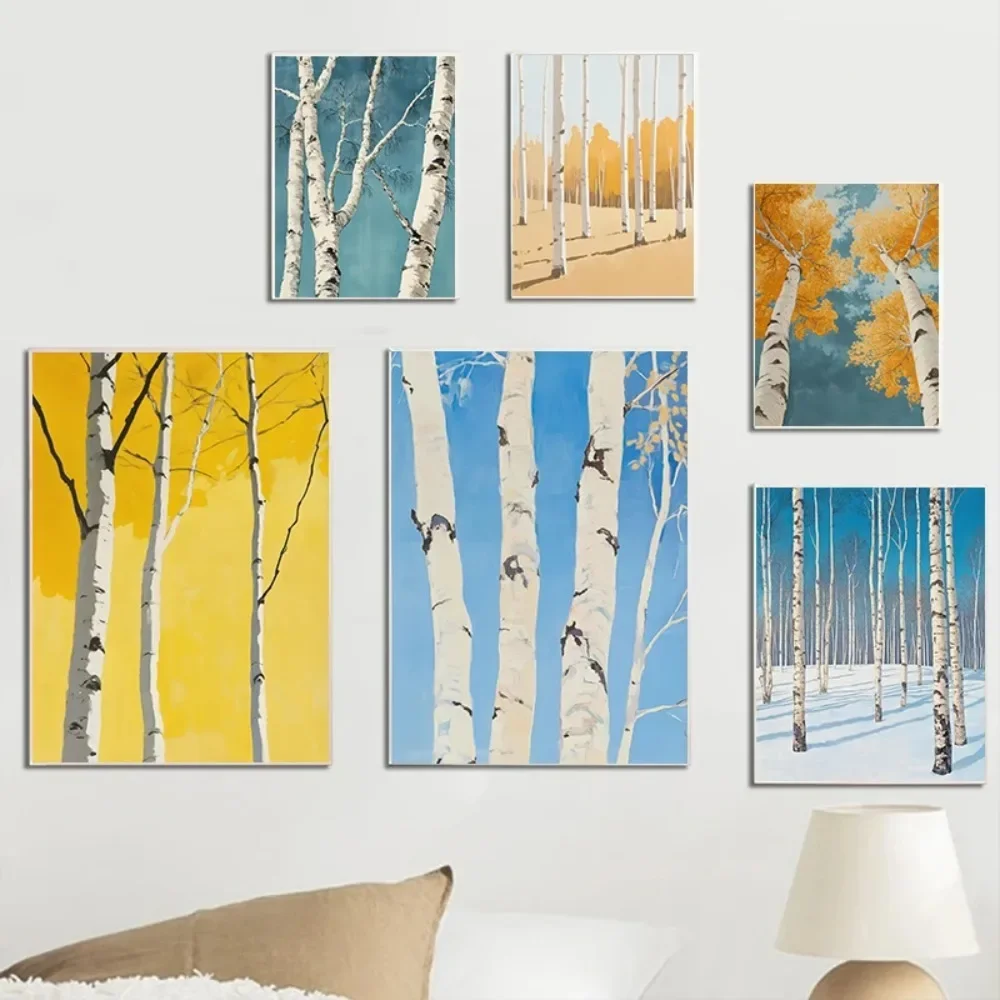 Minimalistische abstrakte Birke, üppige Wandkunst, rustikale Natur, Leinwanddruck, Poster, Wohnzimmer, Schlafzimmer, Heimdekoration, Geschenk