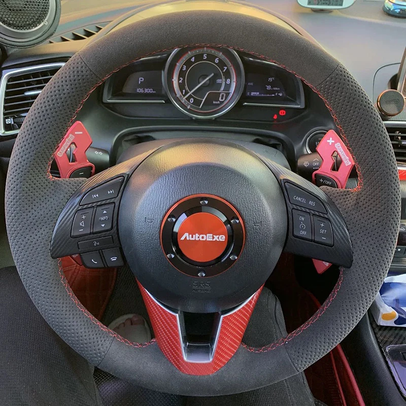 

Hand Stitched Suede Car Steering Wheel Cover Braid for Mazda CX-5 CX5 Atenza 2014 New Mazda 3 CX-3 2016 Scion IA 2016