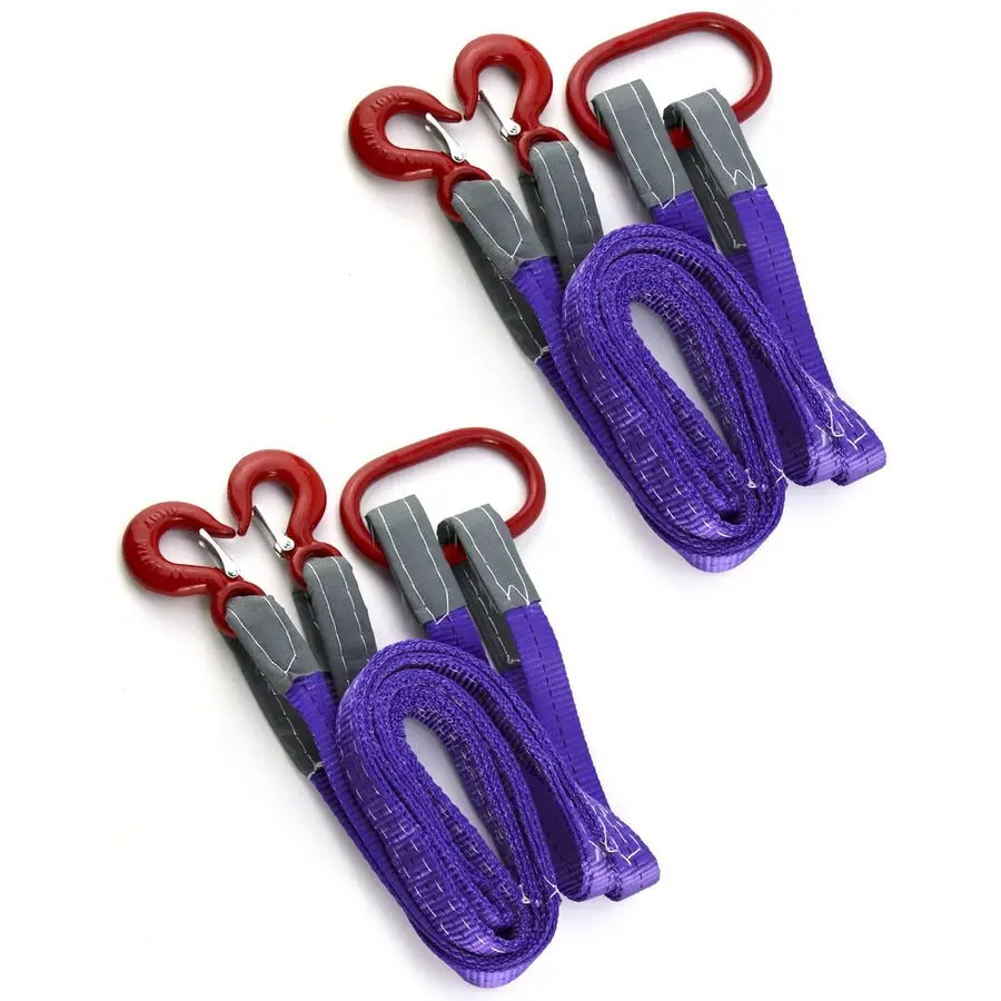 

Lifting Slings Straps with Hooks 5 Feet, 4409 Pounds Capacity, 2 Pack Polyester Webbing Purple Rigging Straps for Engines, Crane