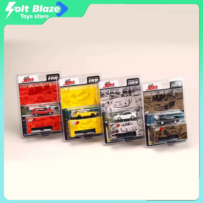 HJ Initial D 30th Anniversary Mitsubishi EVO Honda Civic EG6/EK9 Blister-Card DieCast Simulation Car Model Boy Collection Gift