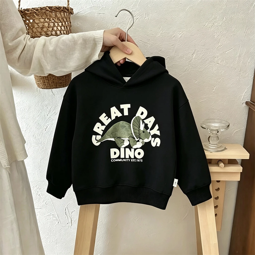 New Fashion Sweatshirts Cartoon Printed Pullovers Toddler Loose Cute Hoodies Spring Autumn Kids Thin Hooded Tops Outer Wear
