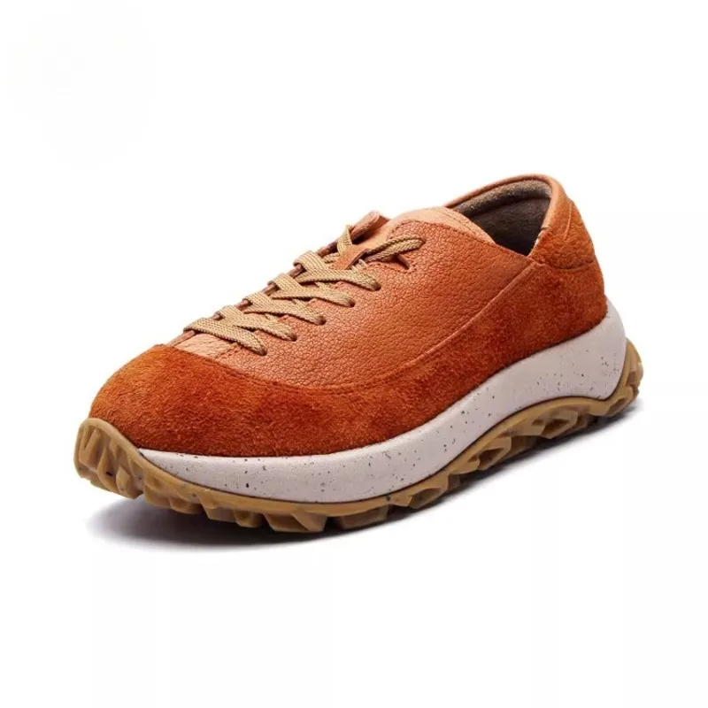 Designer Genuine Leather Comfortable Thick Sole Board Shoes Men's Cowhide Hiking Spring Autumn Sneakers Male Sport Shoes
