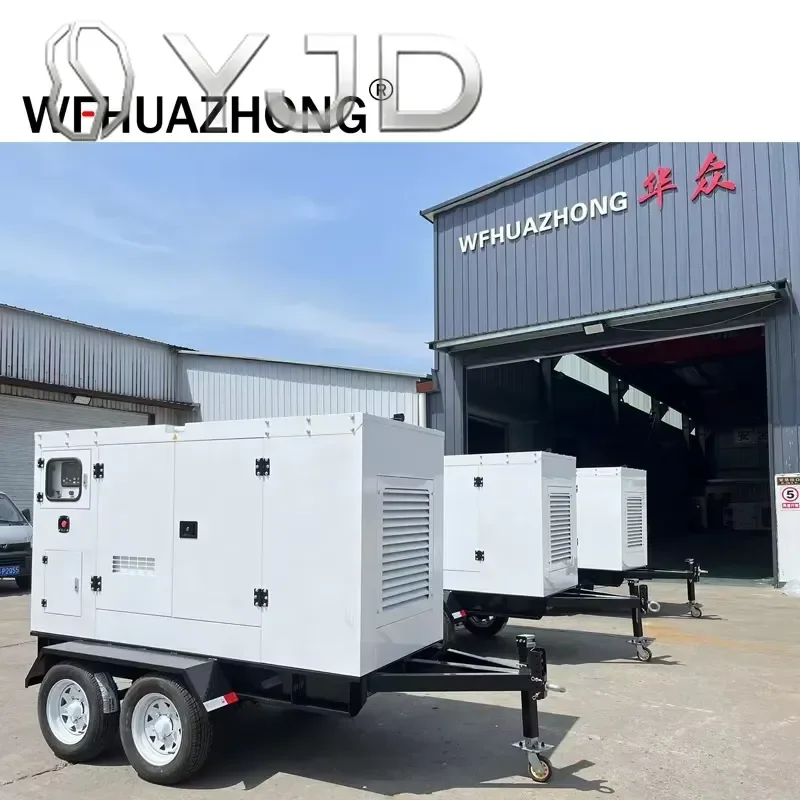 Ricardo HZ50GF-SD Three Phase 50Hz 50kva Portable Diesel Electric Generator Set Four Wheels Trailer Type Silence Generator