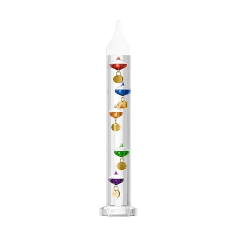 

Glass Galileo Thermometer with 5 Multi Colored Balls Ranging from 64F to 80F 11Inch Design Perfect for Home Office Indoor and O