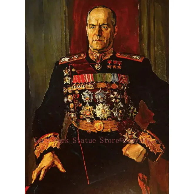 

100% Handpainted oil painting- World War II General Portrait of a Soviet Russian General Georgy Zhukov oil painting on canvas