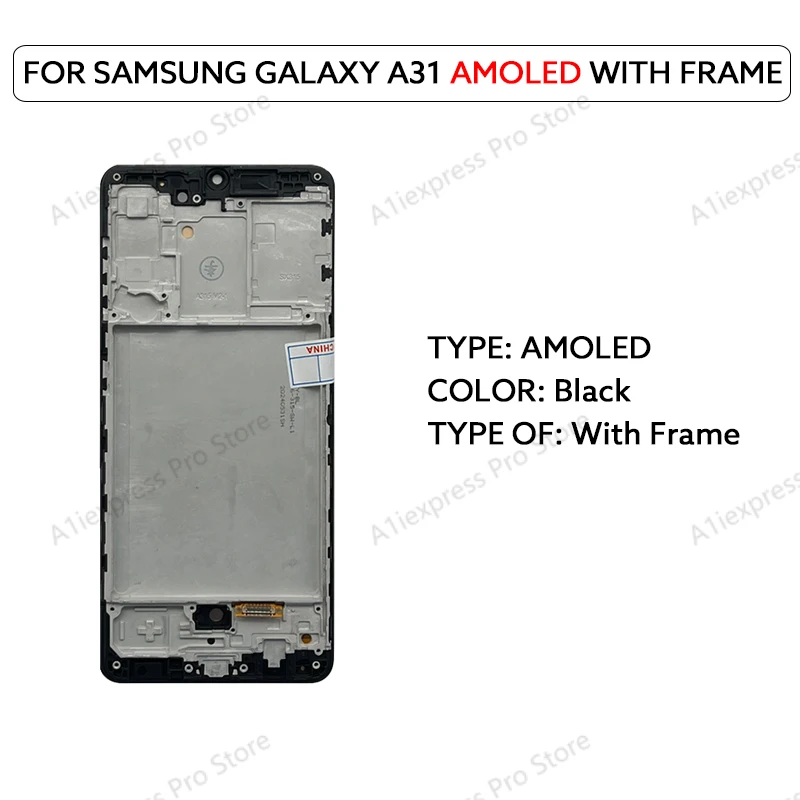 Super AMOLED Voor Samsung Galaxy A31 A315 Lcd Touch Screen Digitizer Vergadering Met Frame A315F A315G A315N Scherm Onderdelen