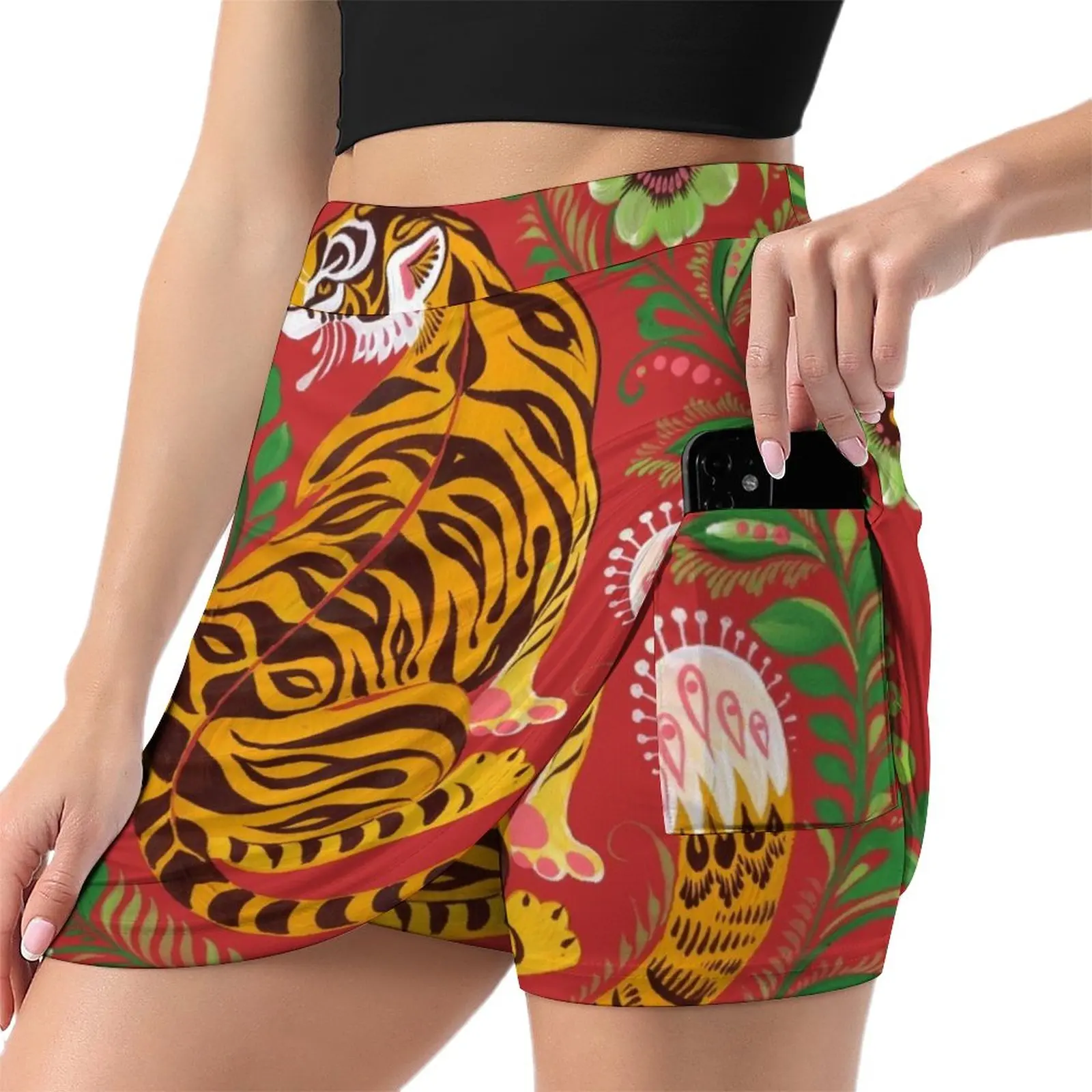 Tiger Folk Art Light Proof Trouser Skirt kawaii skirt Woman clothing fashion