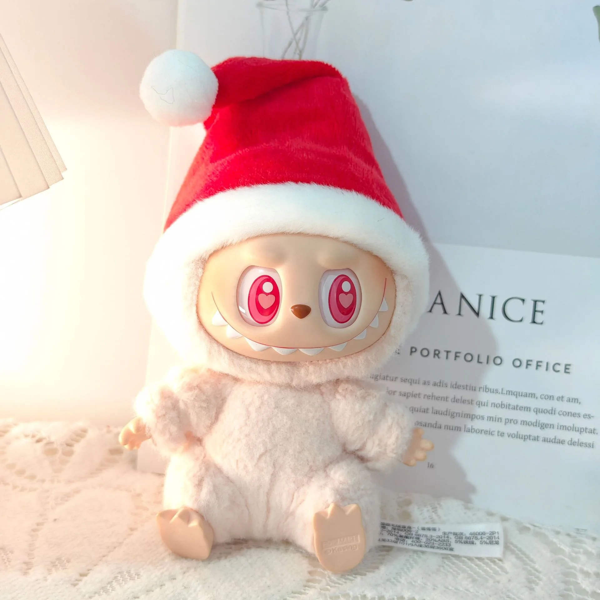 Christmas Labubu Doll ClothesSweater Hat Set for Mini Idol V1 V2 V3, Warm Holiday Plush Toy Outfit, Santa Gift for Collectors