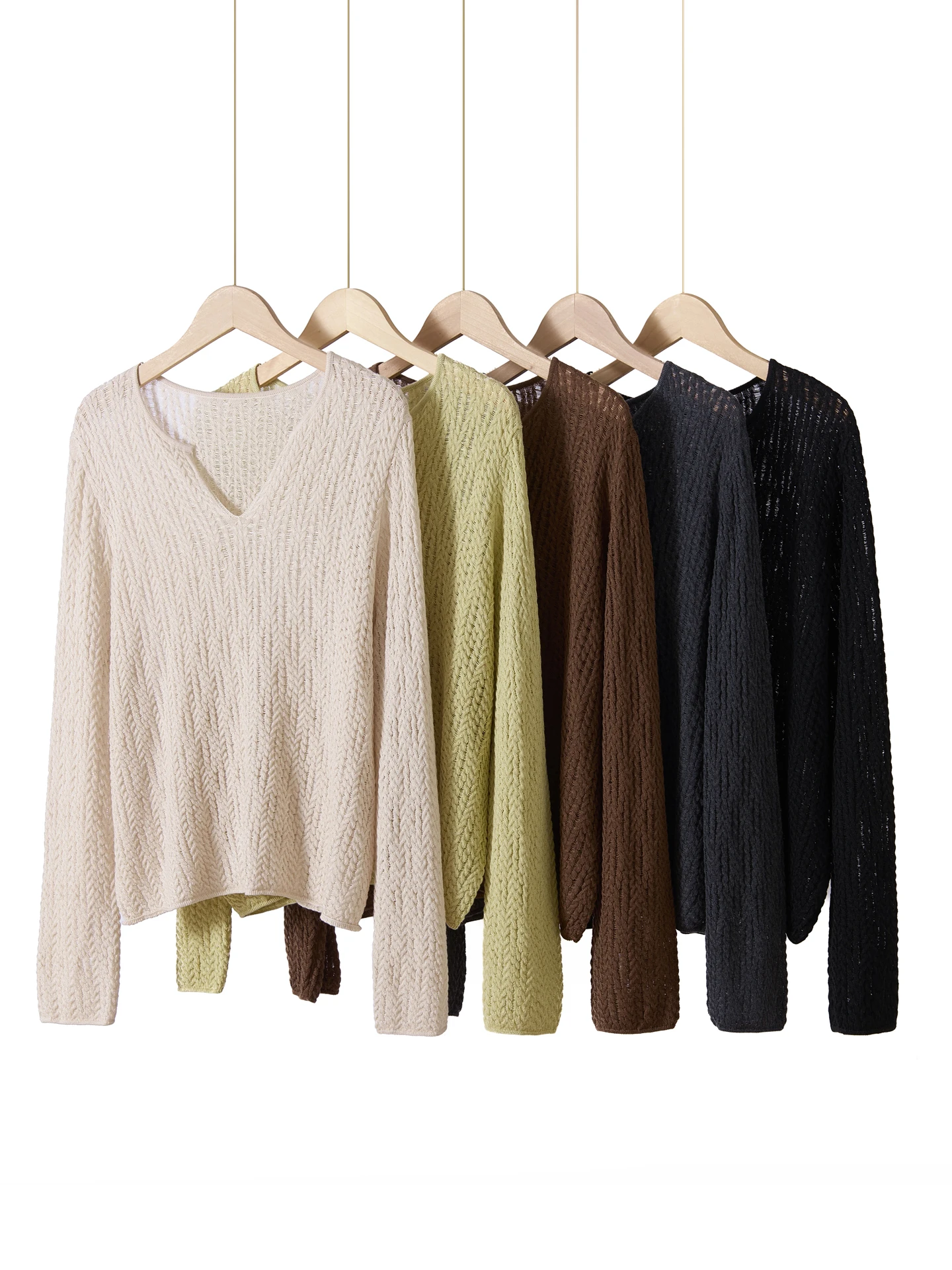 

Новый женский свитер из смесовой шерсти, весна 2026, вязаный пуловер с ажурными вставками, блузка с длинным рукавом, уютная одежда, топы, женские рубашки