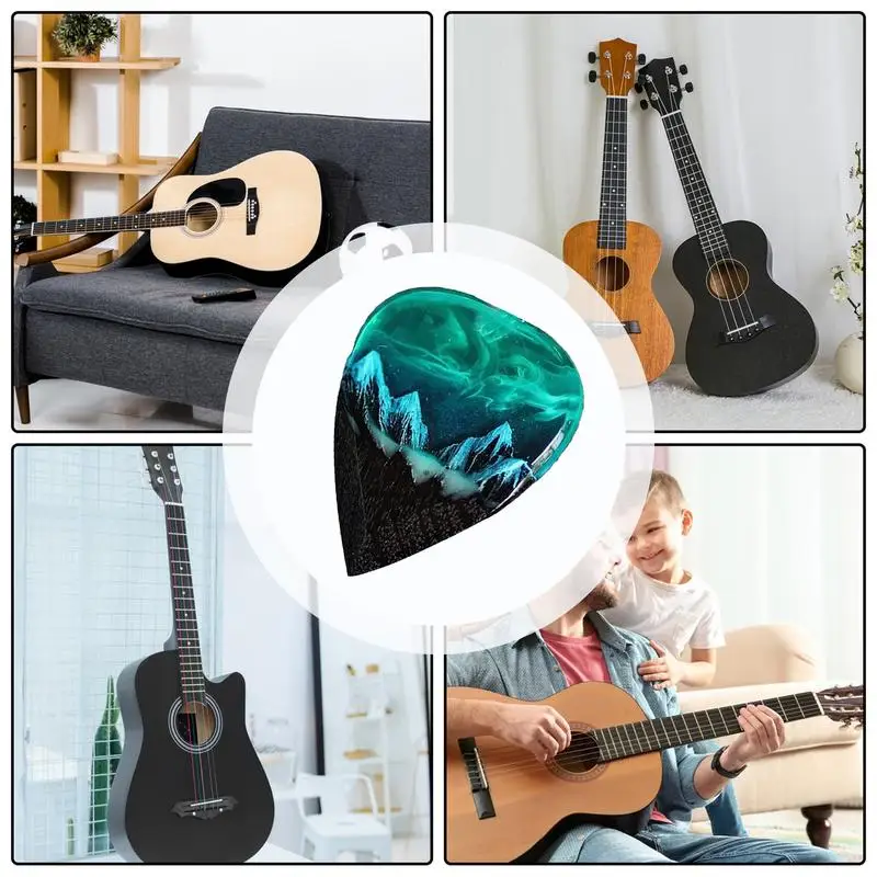 Northern Lights Guitar Pick Guitar Resin Pick Exquisite Plectrum Pendant Novelty Musician Gifts Guitar Players Retro Pendants