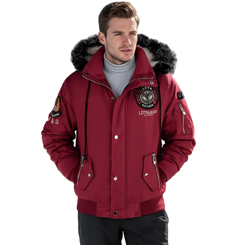 الشتاء سميكة الدافئة متعددة جيب البضائع معطف الرجال الأزياء مقنعين سترة عارضة فضفاض سترة في الهواء الطلق يندبروف السترات الملابس #3